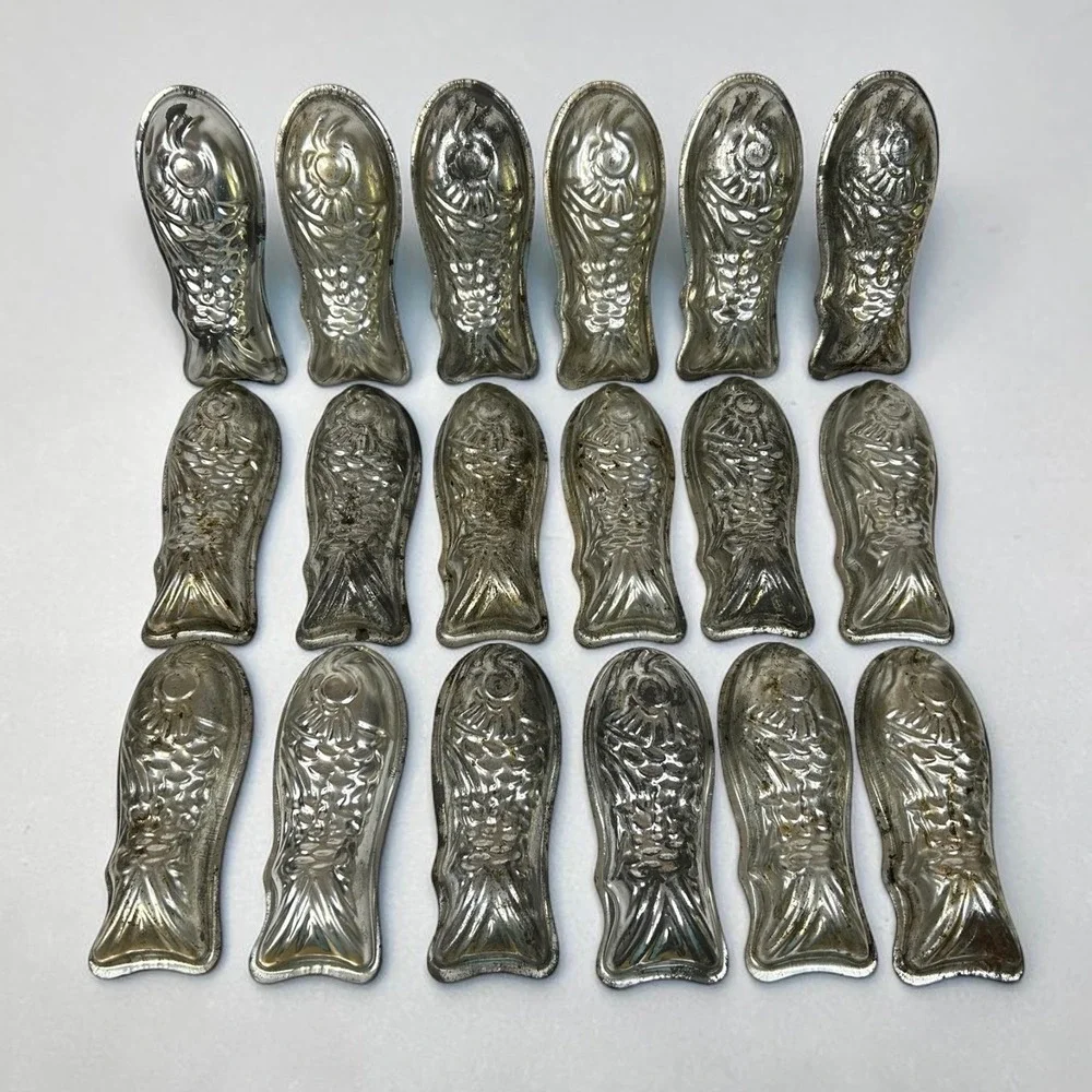 Vintage-1987 Fish-Shaped Tinned Molds Set of 18 ROWOCO Made in Portugal 5.5